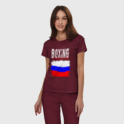 Пижама хлопковая женская Бокс Россия, цвет: меланж-бордовый — фото 2