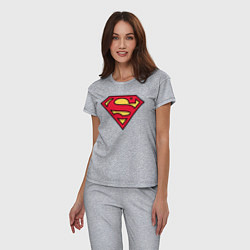 Пижама хлопковая женская Superman logo цвета меланж — фото 2