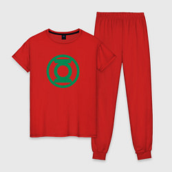 Пижама хлопковая женская Зелёный Фонарь, цвет: красный