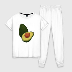 Пижама хлопковая женская Авокадо, цвет: белый