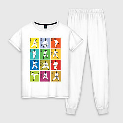 Пижама хлопковая женская Karate Position, цвет: белый