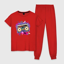 Пижама хлопковая женская Disco, цвет: красный