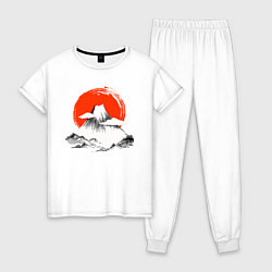 Пижама хлопковая женская Гора Фудзияма, цвет: белый