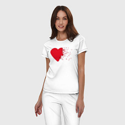 Пижама хлопковая женская Сердце, цвет: белый — фото 2