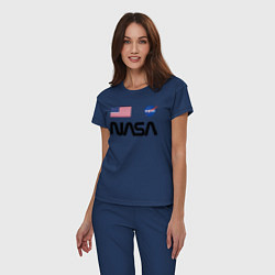 Пижама хлопковая женская NASA НАСА, цвет: тёмно-синий — фото 2