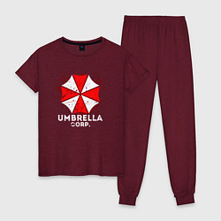 Пижама хлопковая женская UMBRELLA CORP, цвет: меланж-бордовый