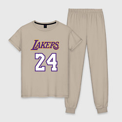 Пижама хлопковая женская Lakers 24, цвет: миндальный