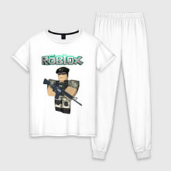 Пижама хлопковая женская Roblox Defender, цвет: белый