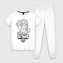 Пижама хлопковая женская Brawl Stars SANDY раскраска, цвет: белый