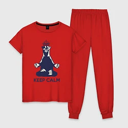 Пижама хлопковая женская Keep Calm, цвет: красный