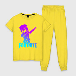Пижама хлопковая женская FORTNITE X MARSHMELLO, цвет: желтый
