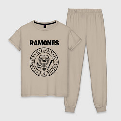 Пижама хлопковая женская RAMONES, цвет: миндальный