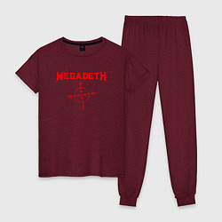 Пижама хлопковая женская Megadeth, цвет: меланж-бордовый