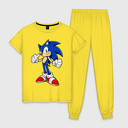 Пижама хлопковая женская Sonic, цвет: желтый