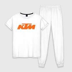 Пижама хлопковая женская КТм Лого, цвет: белый