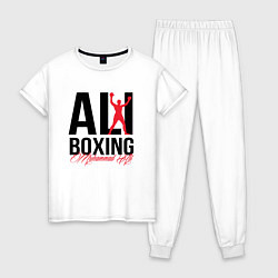 Пижама хлопковая женская Muhammad Ali, цвет: белый