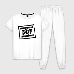 Пижама хлопковая женская ДДТ Лого, цвет: белый