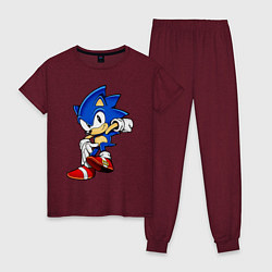 Пижама хлопковая женская SONIC, цвет: меланж-бордовый