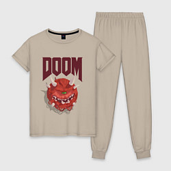 Пижама хлопковая женская DOOM, цвет: миндальный