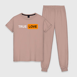 Пижама хлопковая женская True Love, цвет: пыльно-розовый