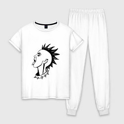 Пижама хлопковая женская Punk, цвет: белый