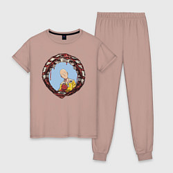Пижама хлопковая женская One-Punch Man, цвет: пыльно-розовый