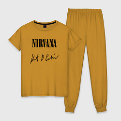 Пижама хлопковая женская NIRVANA АВТОГРАФ КУРТА КОБЕЙНА, цвет: горчичный