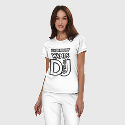 Пижама хлопковая женская Everybody Wants to be a Dj, цвет: белый — фото 2