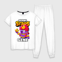 Пижама хлопковая женская BRAWL STARS GENE, цвет: белый