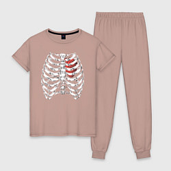 Пижама хлопковая женская Skeleton, цвет: пыльно-розовый