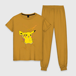 Пижама хлопковая женская Pikachu, цвет: горчичный