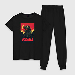 Пижама хлопковая женская Godzilla, цвет: черный