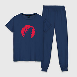 Пижама хлопковая женская Godzilla, цвет: тёмно-синий