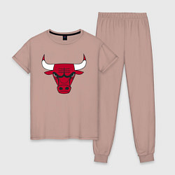 Пижама хлопковая женская Chicago Bulls, цвет: пыльно-розовый