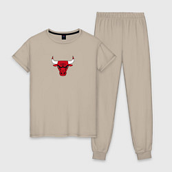 Пижама хлопковая женская CHICAGO BULLS, цвет: миндальный