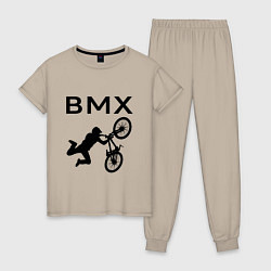 Пижама хлопковая женская Велоспорт BMX Z, цвет: миндальный