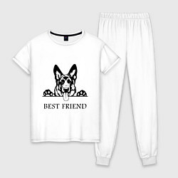 Пижама хлопковая женская ОВЧАРКА BEST FRIEND Z, цвет: белый