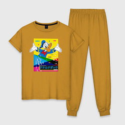 Пижама хлопковая женская Дональд Дак, цвет: горчичный