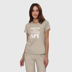 Пижама хлопковая женская Trust me im a RUSSIAN SPY, цвет: миндальный — фото 2