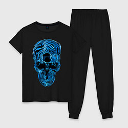 Пижама хлопковая женская Skull - illusion, цвет: черный
