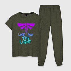Пижама хлопковая женская ЦИКАДЫ LOOK FOR THE LIGHT, цвет: меланж-хаки