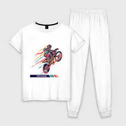 Пижама хлопковая женская Motocross Z, цвет: белый