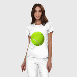 Пижама хлопковая женская Теннис, цвет: белый — фото 2
