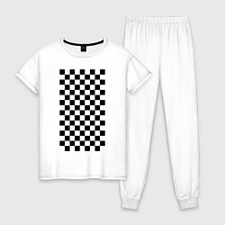 Пижама хлопковая женская Шахматный пол, цвет: белый