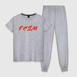 Пижама хлопковая женская FCSM, цвет: меланж