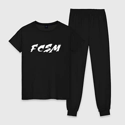 Пижама хлопковая женская FCSM, цвет: черный