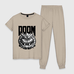 Пижама хлопковая женская КАКОДЕМОН DOOM Z, цвет: миндальный