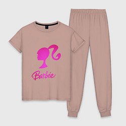 Пижама хлопковая женская Барби, цвет: пыльно-розовый