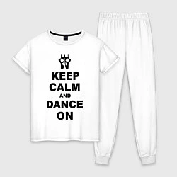 Пижама хлопковая женская Keep Calm & Dance On, цвет: белый
