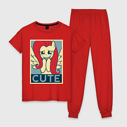 Пижама хлопковая женская Fluttershy cute, цвет: красный